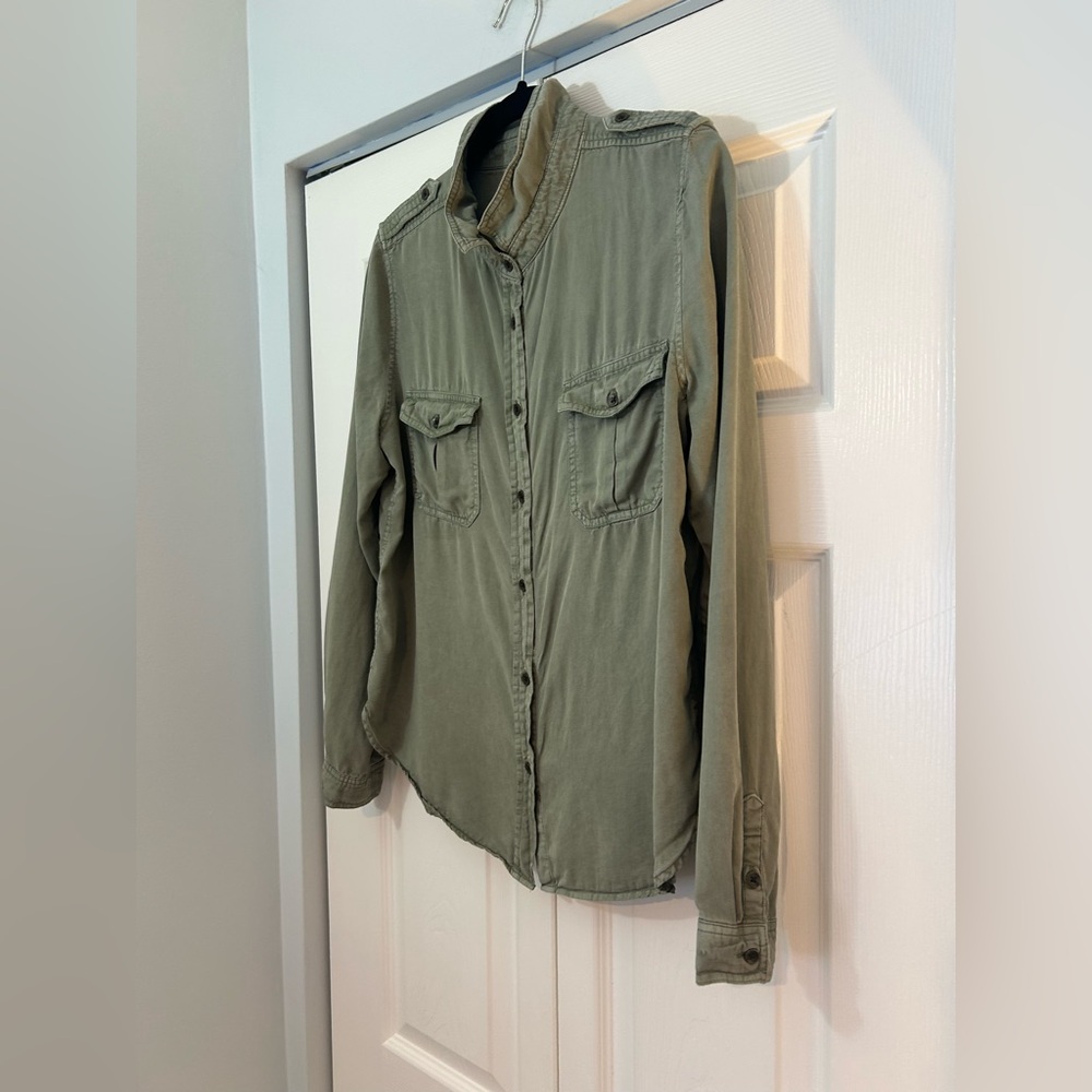 Universal Thread Olive Green Utility Button Up Sh… - image 1